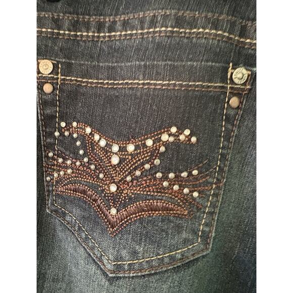 Exocet Juniors Size 3 Denim Blue Jeans Embroidered Rhinestone Pockets 29x30 - Picture 4 of 5